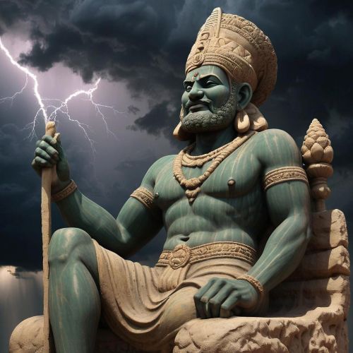 Kumarbi, the Hurrian god of divine succession and prosperity, as an aged, regal figure seated in the underworld