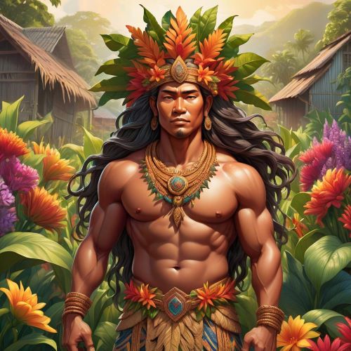 Lakambakod depicted in dynamic art as a formidable guardian spirit symbolizing strength and protection.