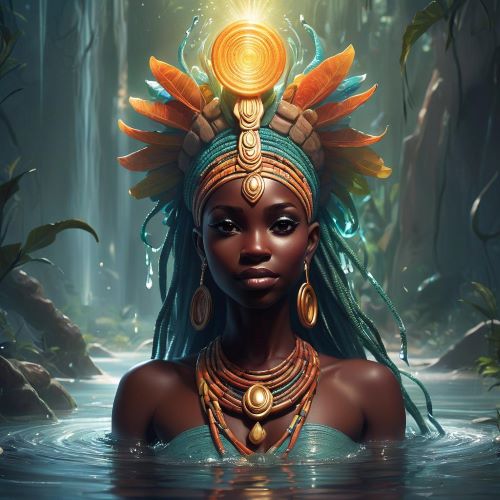 Leza depicted in mystical art as a serene forest spirit embodying nature, growth, and harmony.