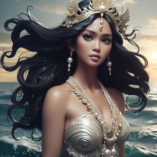 Lidagat depicted in flowing art as a serene sea deity embodying tides, guidance, and abundance.