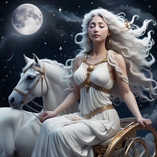Luna depicted as the Moon Goddess in serene art, embodying mystery, intuition, and celestial grace.