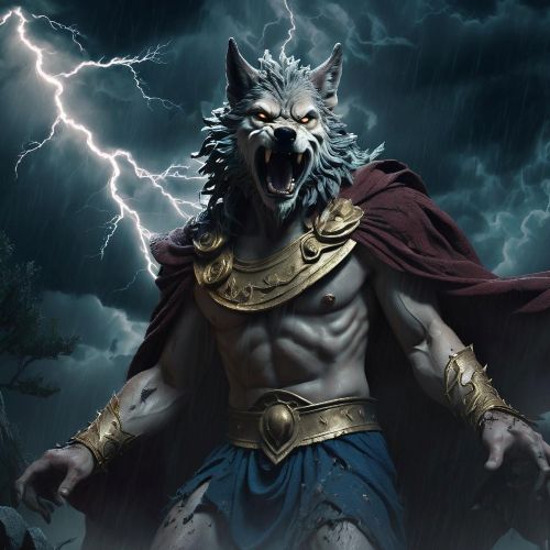 Lycaon, the Greek Werewolf, depicted as a fierce creature.