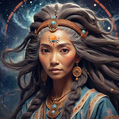 Mangechay depicted in dark mythic art as a Mongolian death spirit symbolizing mortality and the underworld.