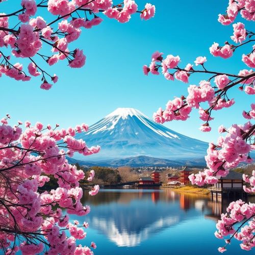 Mount Fuji depicted in serene art as a majestic volcanic peak symbolizing beauty, tranquility, and cultural heritage.