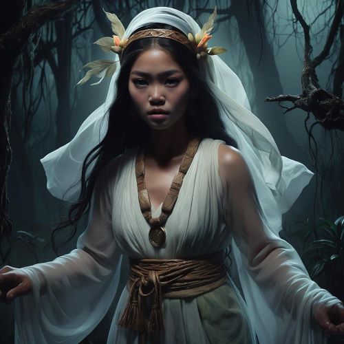 Multo depicted in dark mythic art as a shadowy spirit symbolizing fear and the supernatural.