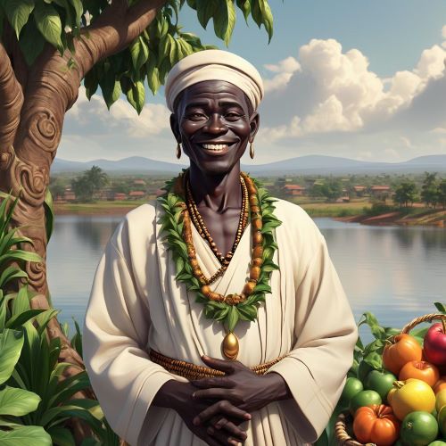 Musaka depicted in dynamic art as a fierce guardian spirit embodying strength and protection.