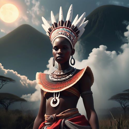 Mvelamqandi_ depicted in mystical art as a shadowy guardian spirit embodying mystery and hidden wisdom.