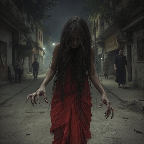 Naale Ba shown in eerie folk art as a warning symbol tied to night spirits and protection rituals.