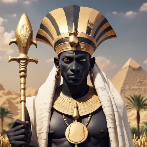 Image of the ancient Egyptian god of grain and harvest, Neper, symbolizing fertility and sustenance.