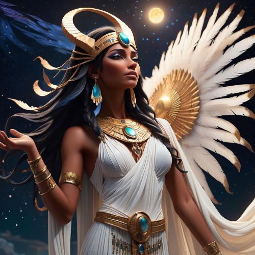 Image of the ancient Egyptian goddess Nephthys, protector of the dead and guide of souls.