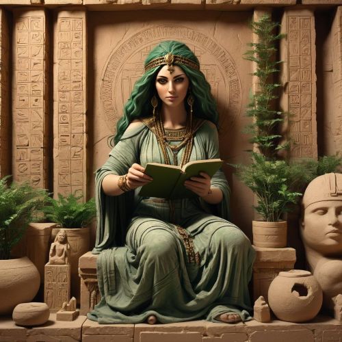 Depiction of Ninimma seated peacefully, radiating wisdom and calm.