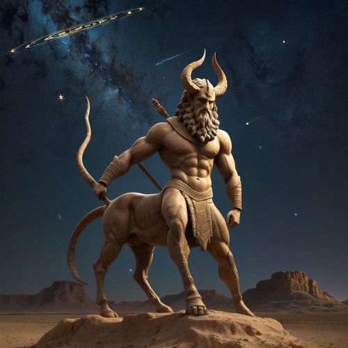 Mythical image of Pabilsag, Mesopotamian warrior deity associated with strength and battle.