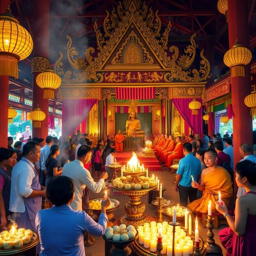 Pchum Ben shown in symbolic art representing ancestral remembrance, offerings, and spiritual renewal