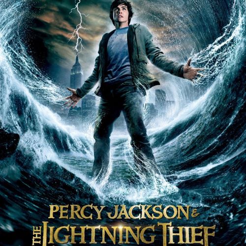 Percy Jackson and the Olympians illustrated in mythic art as modern heroes wielding Greek godly powers.