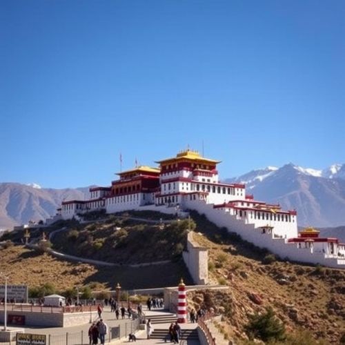 Potala Palace depicted as a majestic hilltop palace symbolizing spiritual authority, history, and sacred grandeur