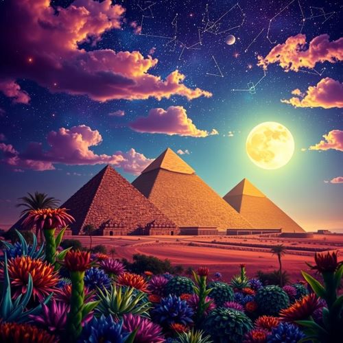 Pyramids of Giza : The Testament of Time Pyramids of Giza depicted in majestic art as iconic ancient monuments symbolizing mystery, legacy, and timeless civilization.