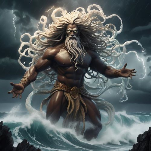 Qurai_ depicted in abstract mythic art as an enigmatic figure symbolizing ancient mystery and hidden power.