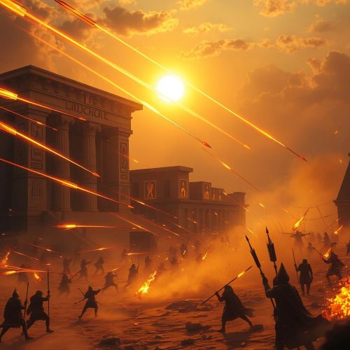 "Sekhmet’s wrath depicted as blazing arrows in mythology."