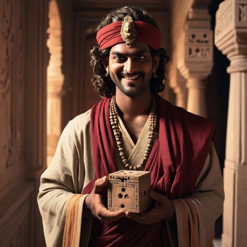 image of Shakuni from Indian mythology — a lean, sharp-featured man with piercing eyes