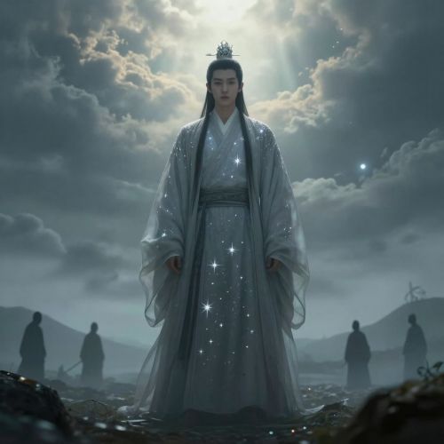 Sobyeol-wang from Korean mythology, depicted as a youthful celestial ruler with subdued starlight radiance