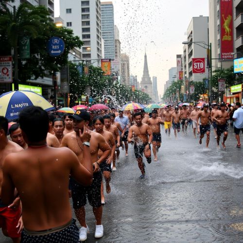 An image of the Songkran in full flow in Bangkok