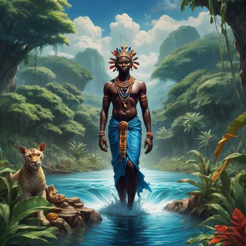 Tano_ depicted in vibrant mythic art as a guardian spirit embodying strength, nature, and protection._