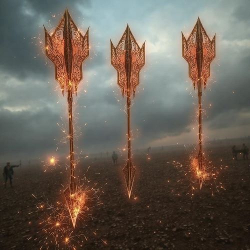 Teen Baan depicted in mythic art as a legendary weapon symbolizing strength, precision, and heroic power.
