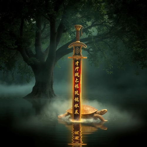 Illustration of Thuan Thien Kiem, the legendary Sword of Heaven with mystical glow