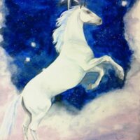 Tishtrya depicted in mythic art as a celestial figure symbolizing rain and fertility.