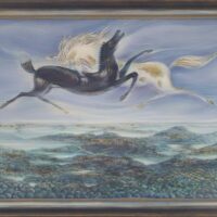 Tishtrya depicted in painting form as a celestial deity symbolizing rain and fertility.