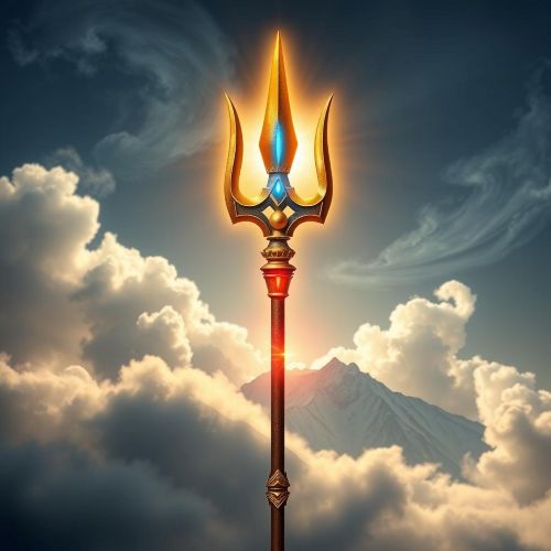 Image of the Trishula, the three-pronged weapon symbolizing divine power and destruction in Hindu mythology.