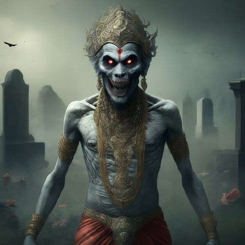 Image of the restless spirit Vetala from Hindu folklore, haunting graveyards and possessing supernatural powers