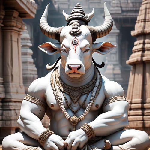 Image of Nandi, the sacred bull and devoted mount of Lord Shiva in Hindu mythology