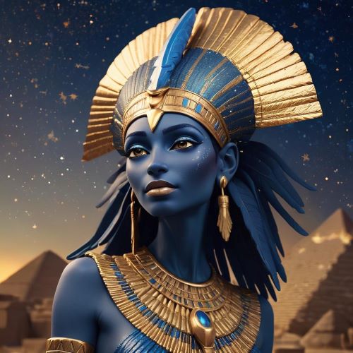 Image of the ancient Egyptian sky goddess Nut, arching over the earth and stars, symbolizing the heavens and cosmic order.