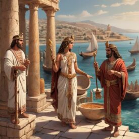 Phoenician_ Image of the ancient Mediterranean civilization Phoenicians, renowned for seafaring, trade, and the creation of the alphabet