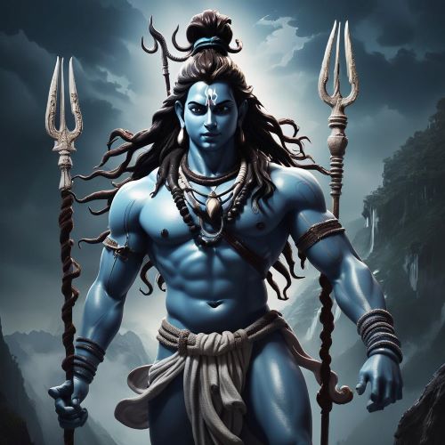 Image of Shiva standing on top of Mount Kailash