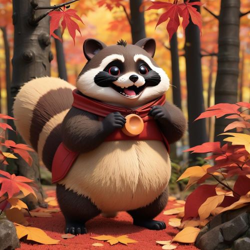 Image of the mischievous Japanese shape-shifting raccoon dog Tanuki