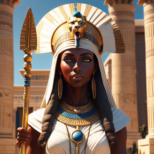 Image of the ancient Egyptian goddess Tefnut, embodying moisture, rain, and the balance of the natural order.