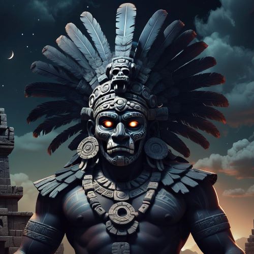 Image of the Aztec god Tezcatlipoca, ruler of the night sky, destiny, and conflict.