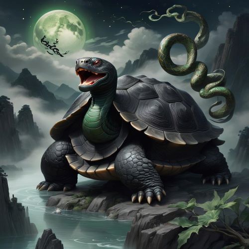 The Chinese god of North heavens Xuanwu in the form of a black tortoise