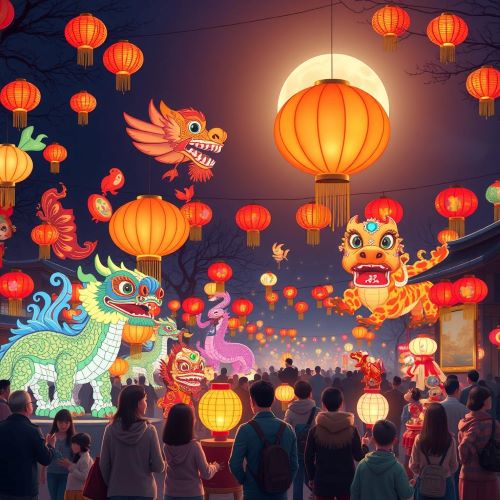 Yuan Xiao depicted in elegant art as a graceful festival figure symbolizing lantern light and reunion.