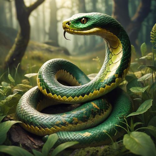 Image of Zaltys, the mystical serpent deity of Lithuanian mythology associated with fertility and protection