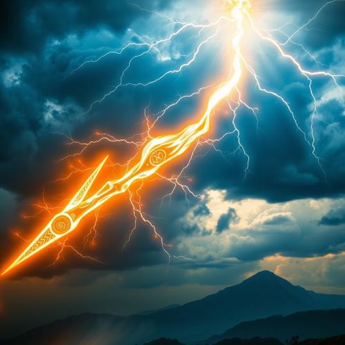 Zeus wielding a crackling thunderbolt symbolizing divine power and authority.