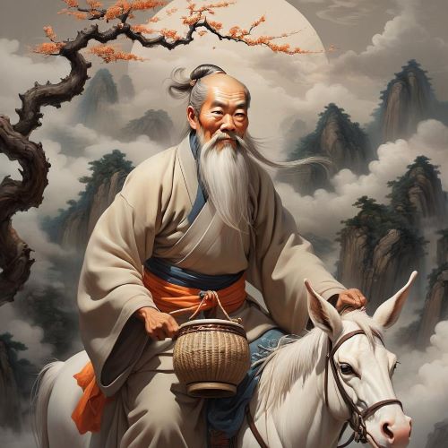 Image of the eccentric Daoist immortal Zhang Gulao, known for his playful wisdom and mystical powers.