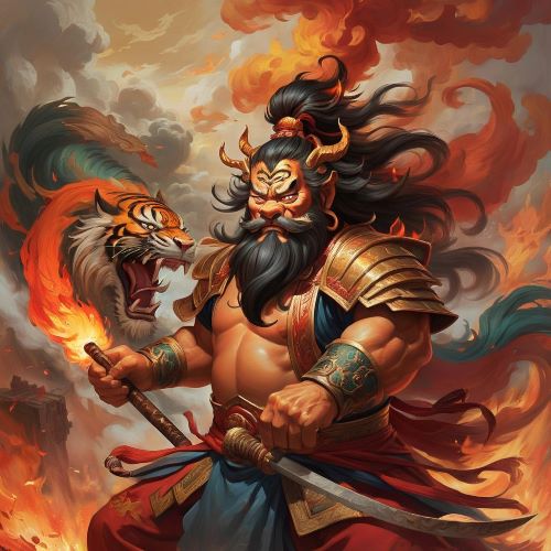 Image of Zhurong, the fiery Chinese god of fire and volcanoes.