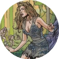Daena depicted in mythic art as a symbolic figure representing conscience, guidance, and insight.